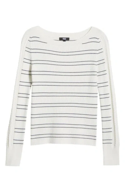 Paige Rhyse Stripe Knit Shirt In Ivory/dark Ink Blue