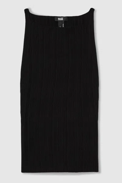 Paige Ribbed Boat Neck Top In Black