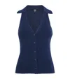 Paige Womens Noellia Ribbed Cotton-blend Knitted Tank Top Navy Xs In Blue