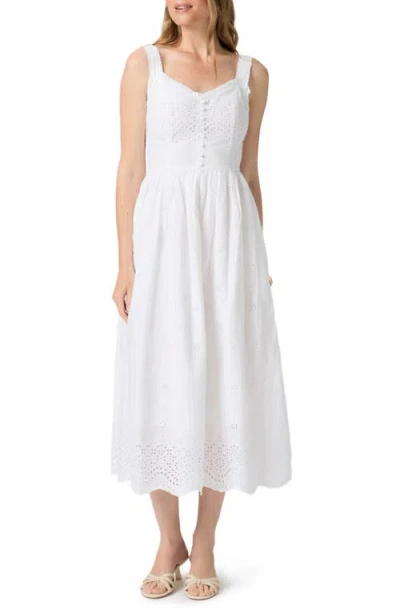 Paige Riesling Eyelet Sleeveless Maxi Dress In White
