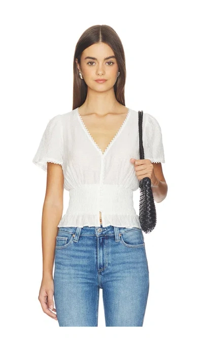 Paige Rive Smocked Top In White