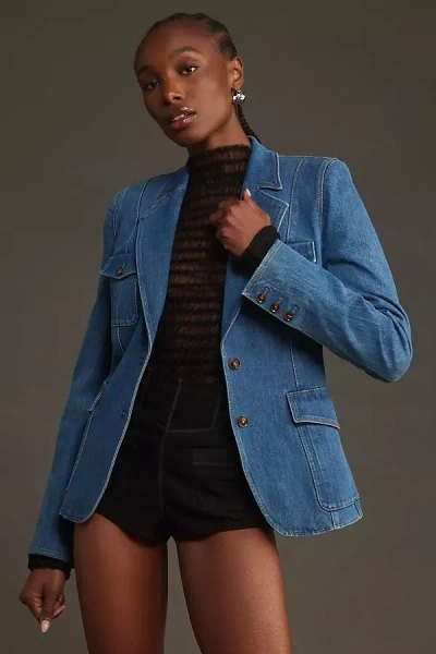 Paige Romona Denim Blazer Jacket In Blue
