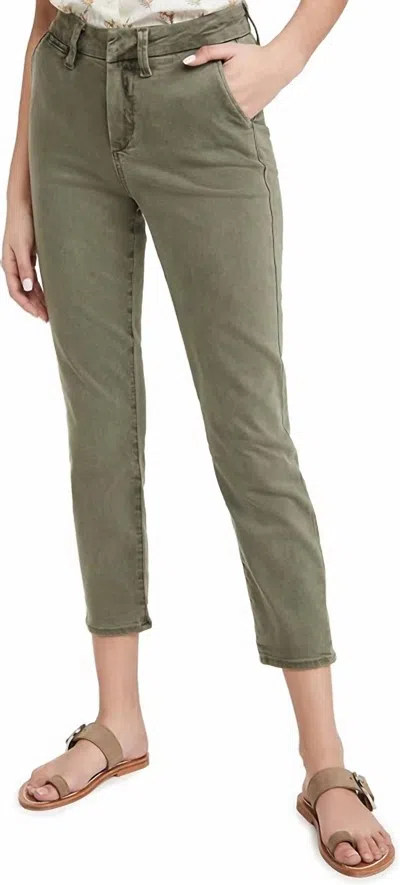 Paige Romy Welt Pocket Trouser In Vintage Ivy Green In Multi