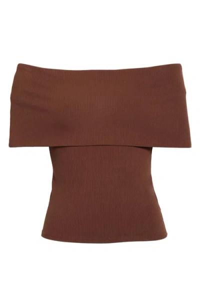 Paige Rosarita Rib Knit Off-the-shoulder Top In Purple
