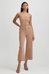 Paige Anessa Sleeveless Crop Wide Leg Denim Jumpsuit In Rose