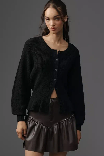 Paige Roslin Peplum Cardigan Sweater In Black