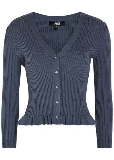 Paige Royce Frill Cotton-blend Cardigan In Blue