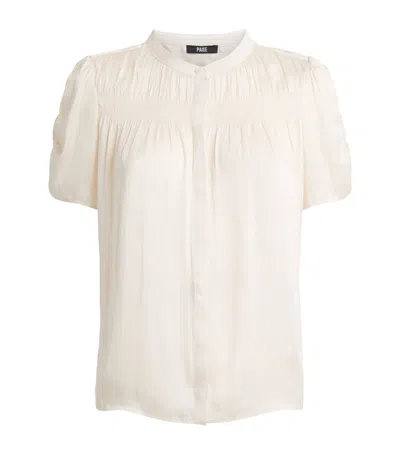 Paige Ruched Diego Blouse In White