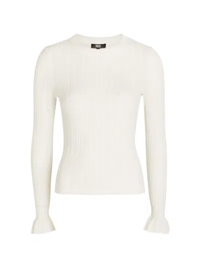 Paige Ruffled Knitted Top In White