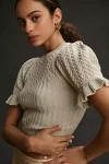 PAIGE RUFFLED SHORT-SLEEVE SWEATER TOP