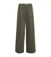 Paige Womens Vintage Dark Chartreuse Rumi Wide-leg Cotton Blend Trousers In Green