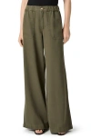 Paige Womens Vintage Dark Chartreuse Rumi Wide-leg Cotton Blend Trousers In Green