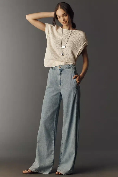 Paige Rumi Panel High-rise Wide-leg Jeans In Blue