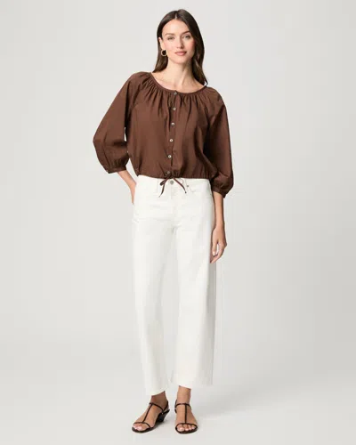 Paige Womens Tonal Ecru Rylann Mid-rise Relaxed-straight Leg Denim Jeans In White