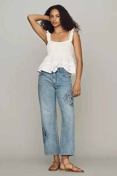 Paige Rylann Mid Rise Relaxed Straight Jeans In Blue