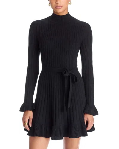 Paige Sandria Ribbed Mini Sweater Dress In Black