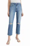 Paige Sarah Solera Destructed Wash High Rise Crop Jeans In Blue In Blue