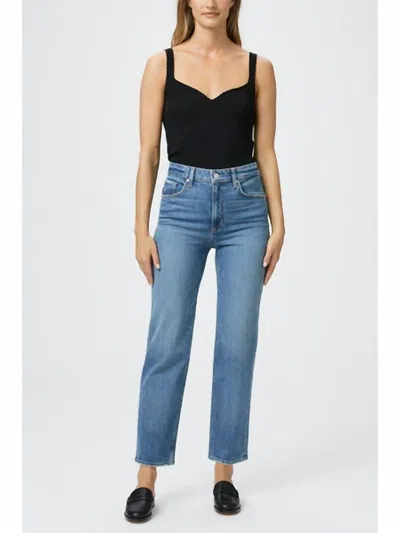 Paige Sarah Hoch Sitzende Jeans Mit Geradem Bein In Mittelblauer Denim