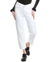 Paige Sarah White Noise Distressed Straight Ankle Cut Jean In White