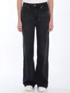 Paige Anessa Raw Hem High Waist Ankle Wide Leg Jeans In Black