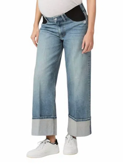 Paige Sasha Ankle Maternity With Wide Cuff Jeans In Story Book In Blue