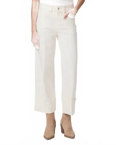 Paige Sasha Ankle Wide Cuff Pants In Tonal Ecru In White