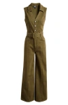 Paige Denim Belted Sasha Jumpsuit In Vintage Olive Meadow