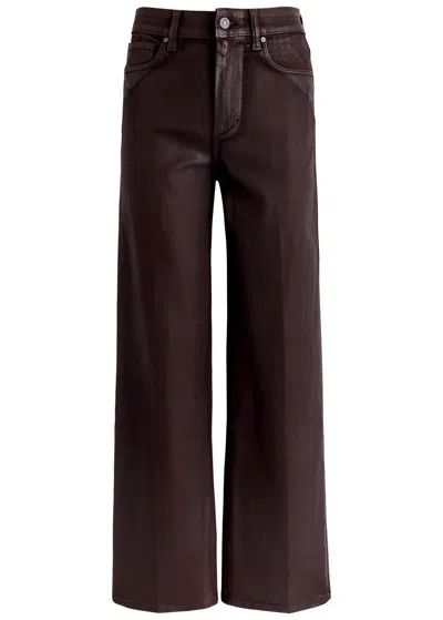 Paige Sasha Coated Straight-leg Jeans In Dark Brown