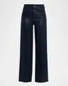 Paige Sasha Coated Wide-leg Jeans In Blue