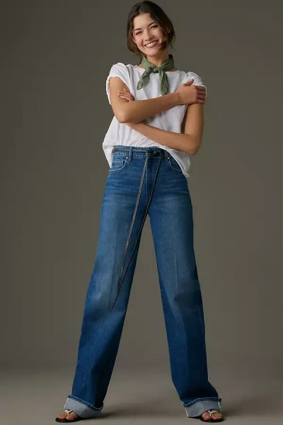 Paige Sasha Cuffed High-rise Wide-leg Jeans In Blue