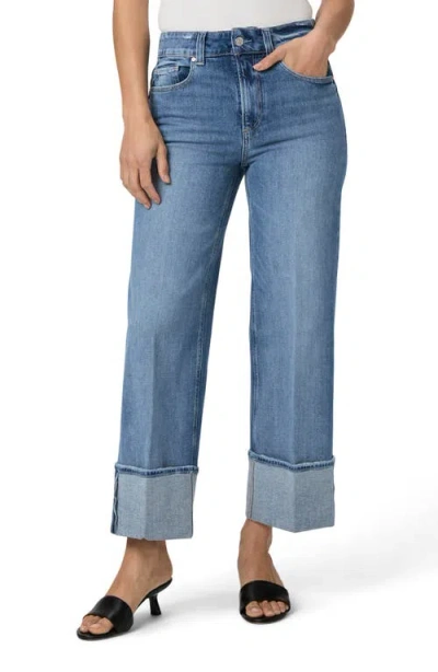 Paige Sasha Cuffed High Waist Ankle Wide Leg Jeans In Poet
