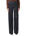 Paige Sasha Coated High Waist Wide Leg Jeans In Glazed Indigo
