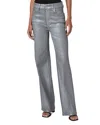 Paige Sasha Silver Shimmer Wide Leg Jeans In Silver Luxe Coated