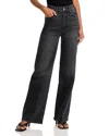 Paige Sasha High Rise Straight Jeans In Viper Black Distressed