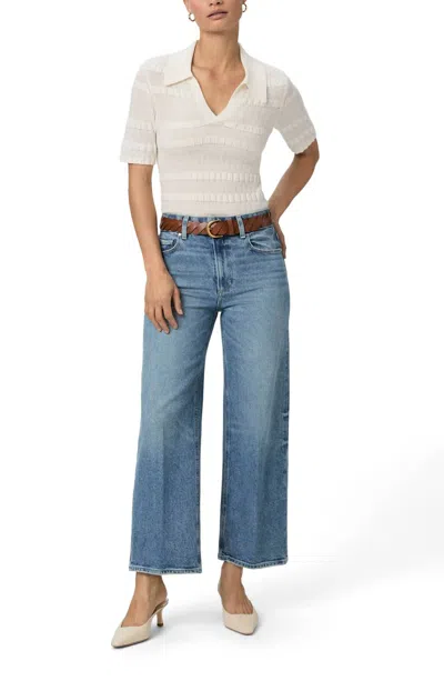 Paige Sasha High Waist Ankle Wide Leg Jeans In Zibeth In White