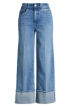 Paige Sasha Cuffed High Waist Ankle Wide Leg Jeans In Poet