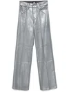 Paige Sasha Silver Shimmer Wide Leg Jeans In Silver