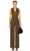 Paige Denim Belted Sasha Jumpsuit In Vintage Olive Meadow