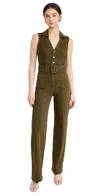 Paige Denim Belted Sasha Jumpsuit In Vintage Olive Meadow
