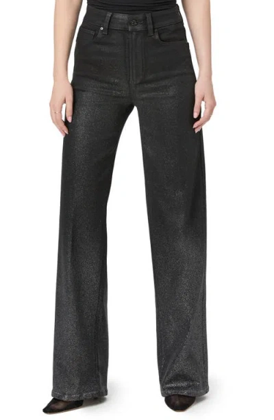 Paige Sasha Coated High-rise Wide-leg Jeans In Black