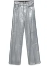 Paige Sasha Silver Shimmer Wide Leg Jeans In Grey
