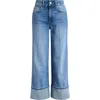 Paige Sasha Cuffed High Waist Ankle Wide Leg Jeans In Walk Of Fame