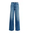 Paige Wide-leg High Waist Denim Jeans With Subtle Fading In Transparent