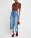 Paige Sasha Cuffed High Waist Ankle Wide Leg Jeans In Walk Of Fame