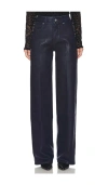 Paige Anessa Coated High Waist Wide Leg Jeans In Glazed Indigo