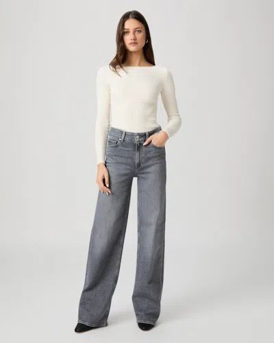 Paige Sasha Wide Leg Jeans In Smokey Grey In Gray