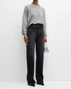 Paige Sasha High Rise Straight Jeans In Viper Black Distressed