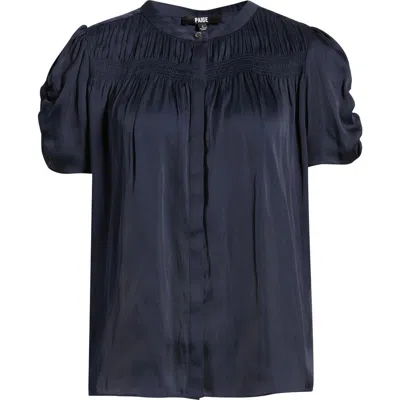 Paige Satin Button-up Shirt In Blue
