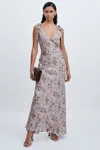 PAIGE PAIGE SATIN FLORAL MAXI DRESS WITH SILK
