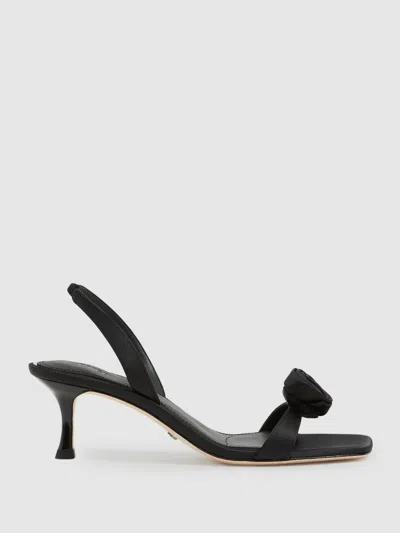 Paige Satin Rosette Sandals In Black